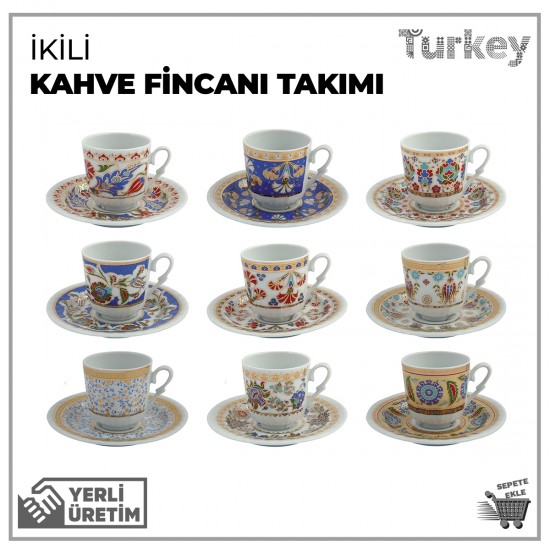 İkili Kutulu Kahve Fincanı Takımı Yaldızlı İkili Kutulu Kahve Fincanı Takımı Yaldızlı